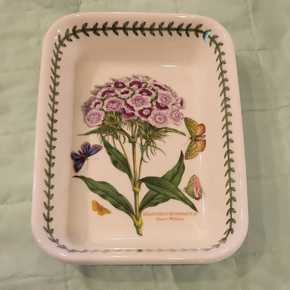 Portmeirion White Ceramic Tray with Green Emblem